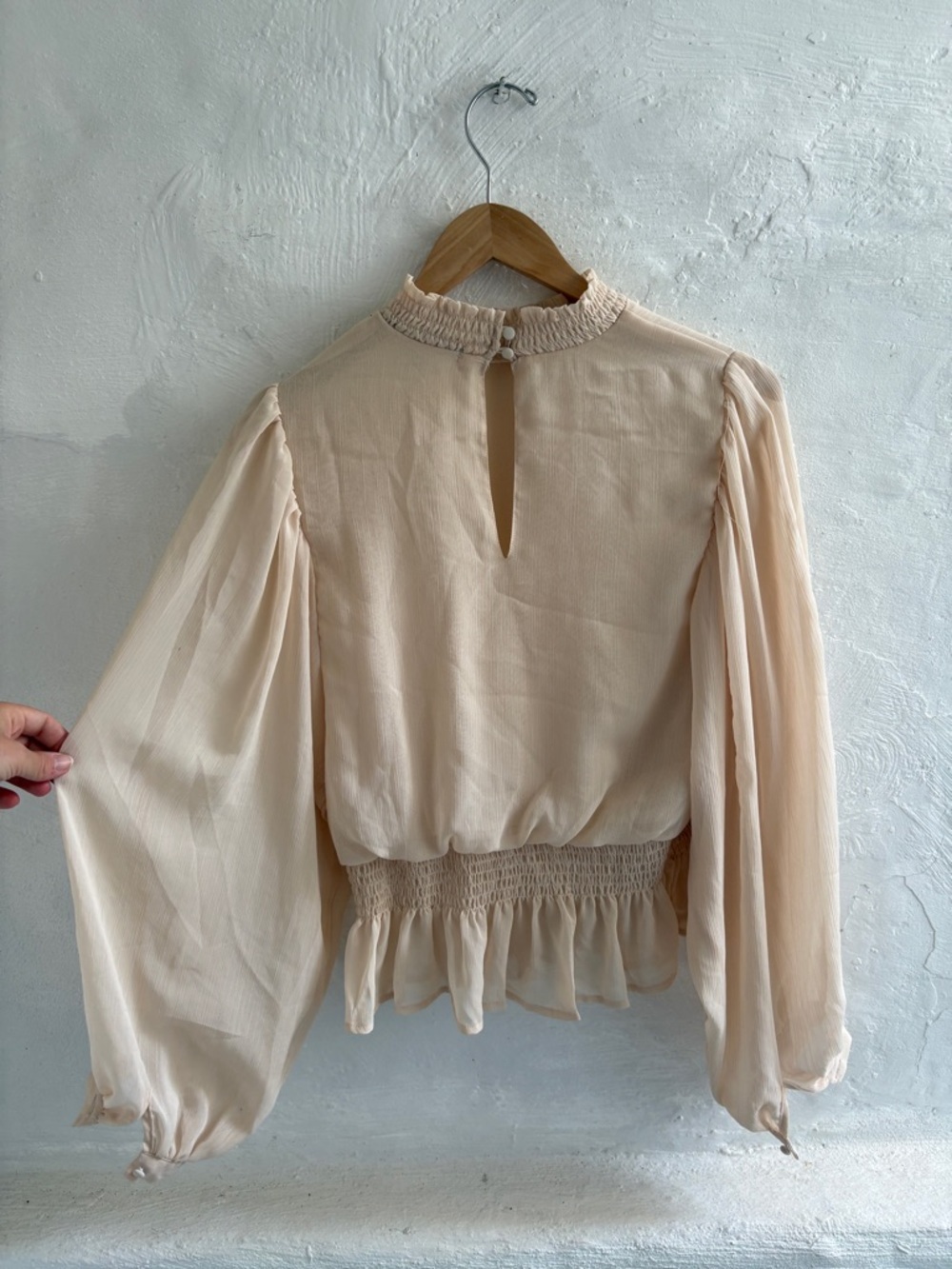 HYFVE Cream Smocked Long Sleeve Blouse - Picture 7 of 12